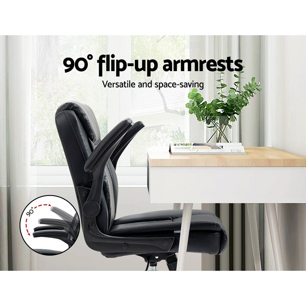 Executive Office Chair Mid Back Black - Furniture > Office > Office & Desk Chairs - Rivercity House & Home Co. (ABN 18 642 972 209) - Affordable Modern Furniture Australia