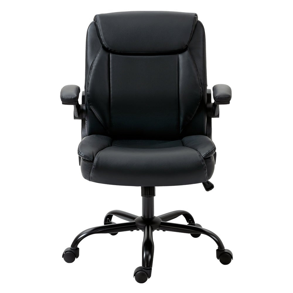 Executive Office Chair Mid Back Black - Furniture > Office > Office & Desk Chairs - Rivercity House & Home Co. (ABN 18 642 972 209) - Affordable Modern Furniture Australia