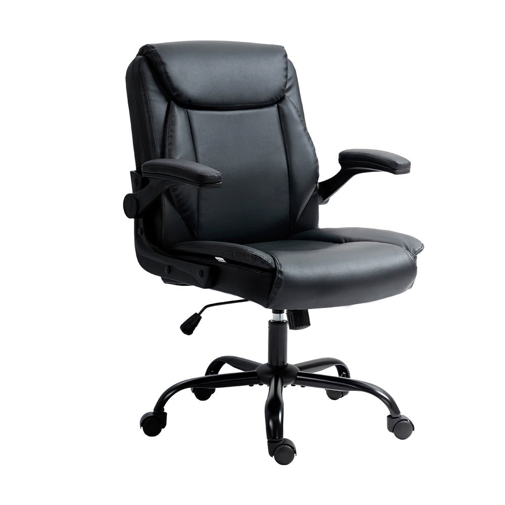 Executive Office Chair Mid Back Black - Furniture > Office > Office & Desk Chairs - Rivercity House & Home Co. (ABN 18 642 972 209) - Affordable Modern Furniture Australia