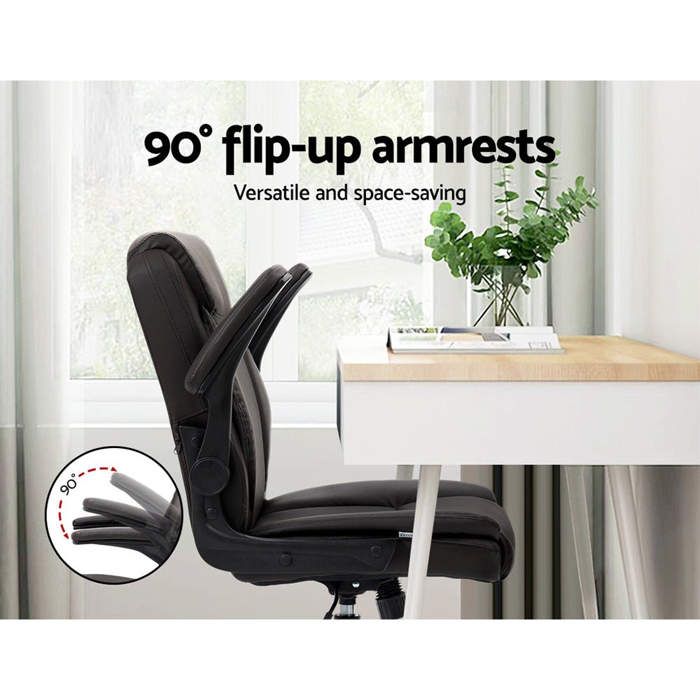 Executive Office Chair Mid Back Brwon - Furniture > Office > Office & Desk Chairs - Rivercity House & Home Co. (ABN 18 642 972 209) - Affordable Modern Furniture Australia