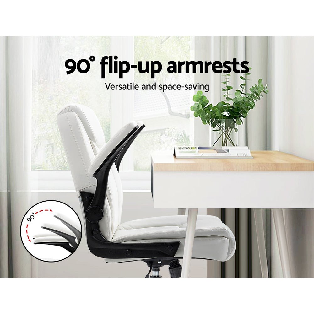 Executive Office Chair Mid Back White - Furniture > Office > Office & Desk Chairs - Rivercity House & Home Co. (ABN 18 642 972 209) - Affordable Modern Furniture Australia