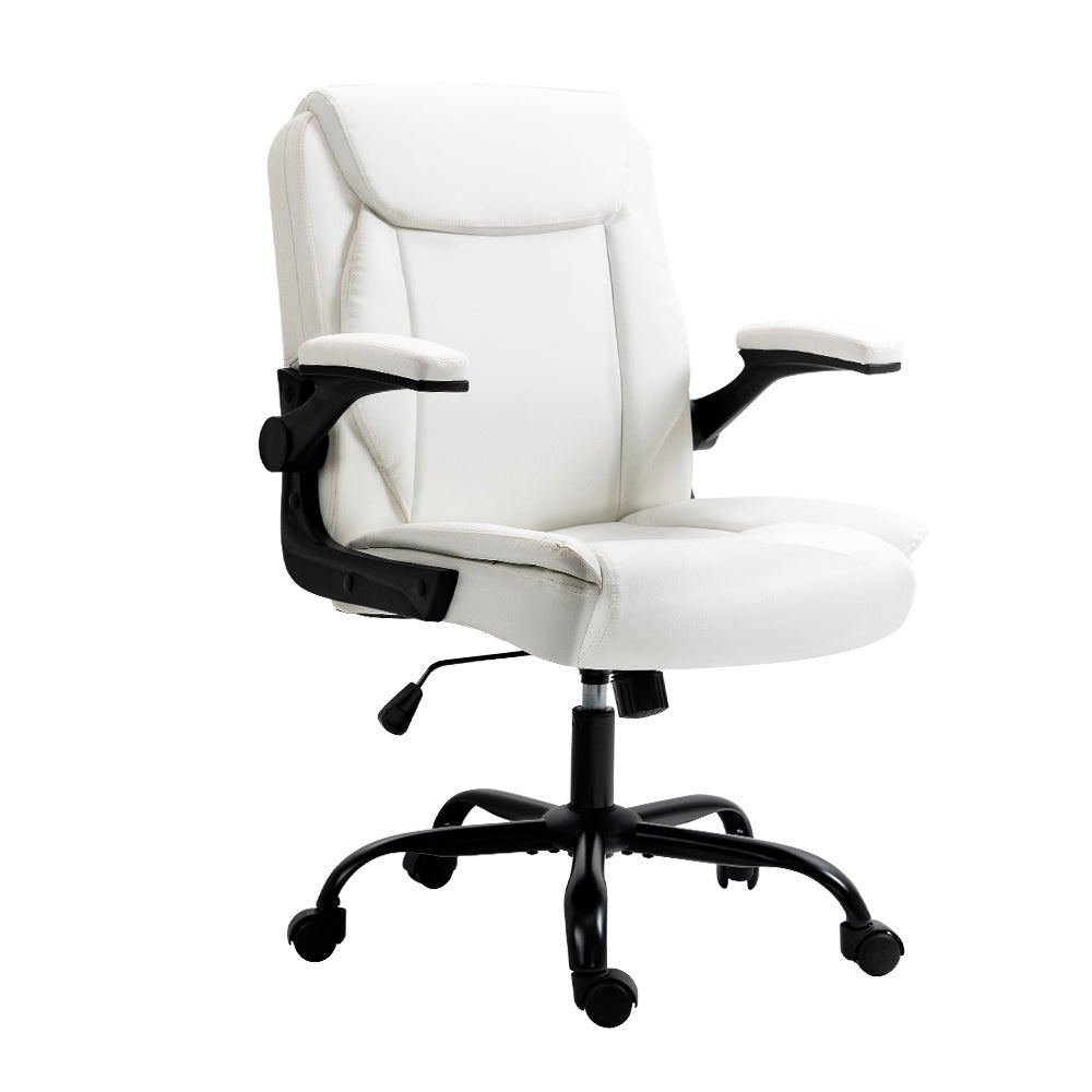 Executive Office Chair Mid Back White - Furniture > Office > Office & Desk Chairs - Rivercity House & Home Co. (ABN 18 642 972 209) - Affordable Modern Furniture Australia