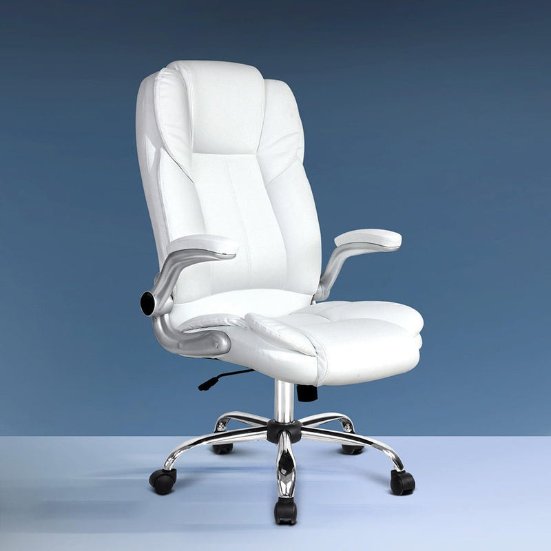 Executive Office Desk Chair (White) - Rivercity House & Home Co. (ABN 18 642 972 209) - Affordable Modern Furniture Australia