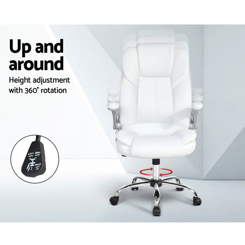 Executive Office Desk Chair (White) - Rivercity House & Home Co. (ABN 18 642 972 209) - Affordable Modern Furniture Australia