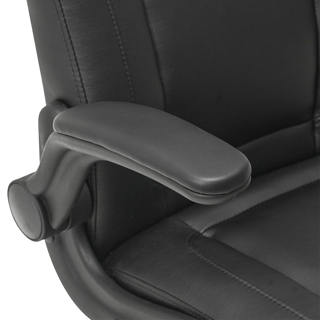Executive PU Leather Office Chair with Adjustable Height and Flip - Up Armrests - Black - Rivercity House & Home Co. (ABN 18 642 972 209) - Affordable Modern Furniture Australia