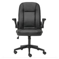 Executive PU Leather Office Chair with Adjustable Height and Flip-Up Armrests - Black