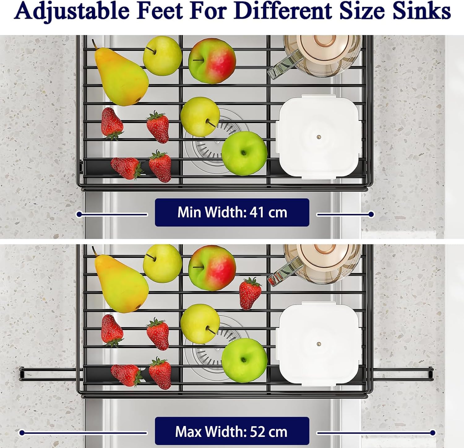 Expandable 1 - Tier Dish Drying Rack with Drainage Spout, Utensil Holder & Drainboard for Kitchen Countertop Organiser - Black - Home & Garden > Kitchenware > Dish Racks - Rivercity House & Home Co. (ABN 18 642 972 209) - Affordable Modern Furniture Australia