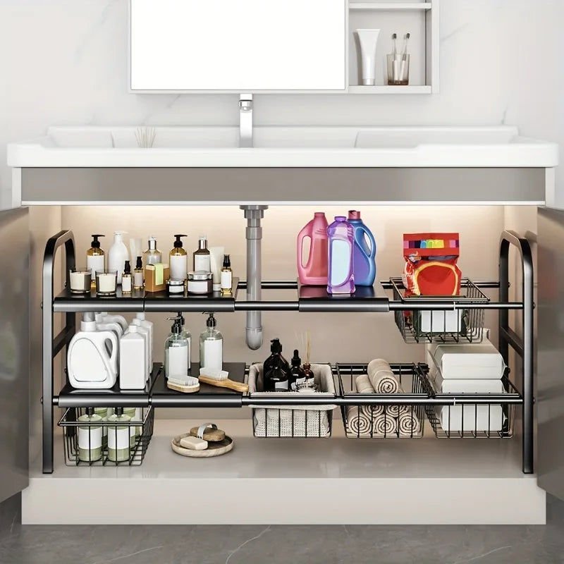Expandable 8-Panel Under Sink Organizer Set - Home & Garden > DIY > Kitchen & Bathroom DIY - Rivercity House & Home Co. (ABN 18 642 972 209) - Affordable Modern Furniture Australia