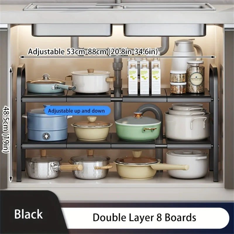 Expandable 8-Panel Under Sink Organizer Set - Home & Garden > DIY > Kitchen & Bathroom DIY - Rivercity House & Home Co. (ABN 18 642 972 209) - Affordable Modern Furniture Australia