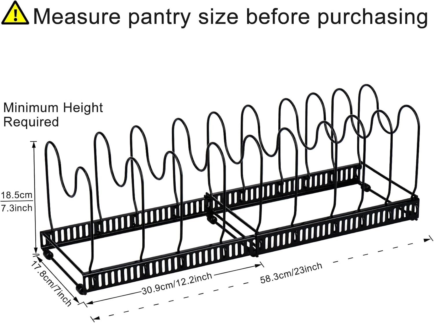 Expandable Pot and Pan Organiser Rack with 10 Adjustable Dividers for Cabinet or Countertop Storage - Black - Home & Garden > Kitchenware > Oven Mitts & Pot Holders - Rivercity House & Home Co. (ABN 18 642 972 209) - Affordable Modern Furniture Australia