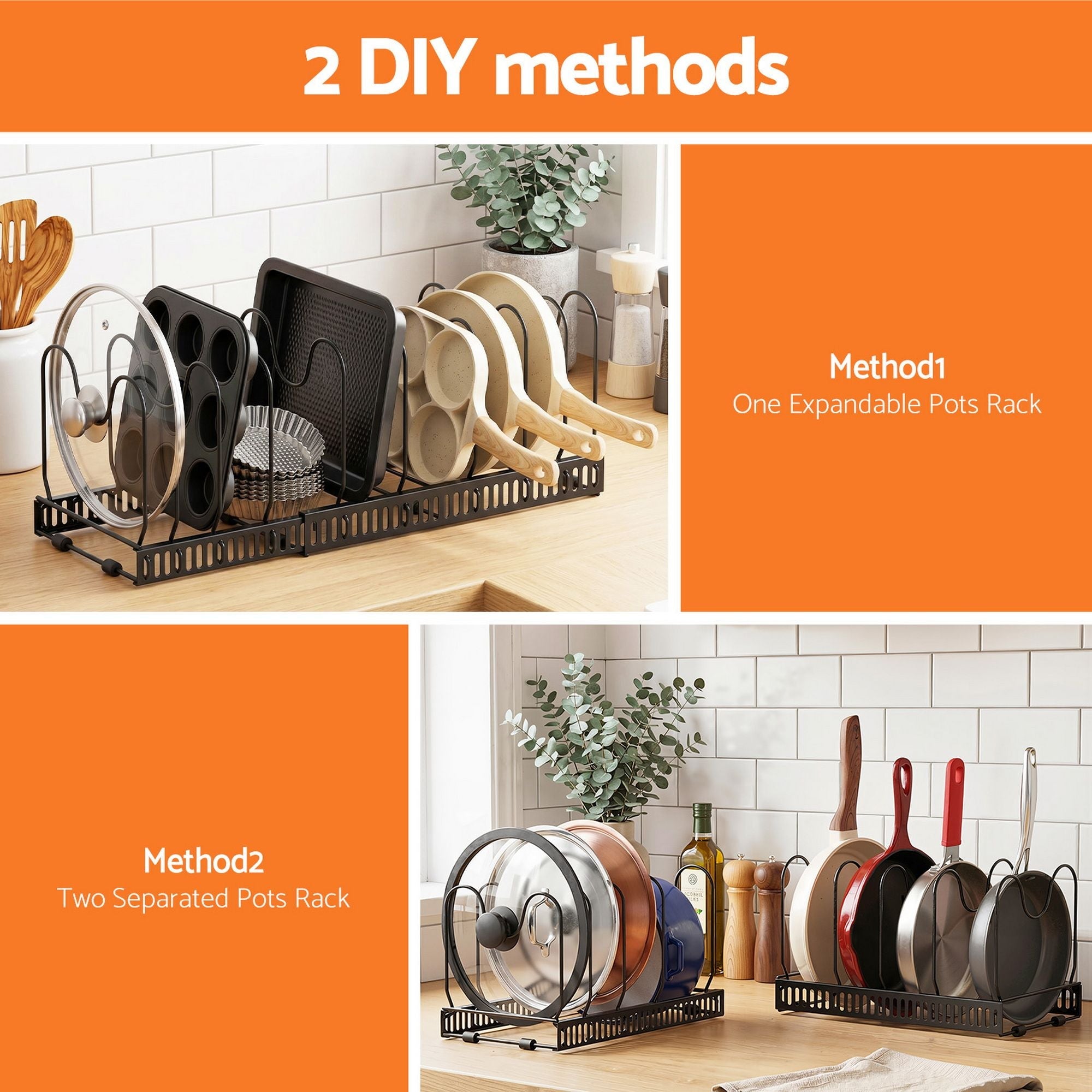 Expandable Pots and Pans Organizer Rack Cookware Holder Kitchen Cabinet Rack - Furniture > Bathroom > Bathroom Cabinets, Cupboards & Storage - Rivercity House & Home Co. (ABN 18 642 972 209) - Affordable Modern Furniture Australia