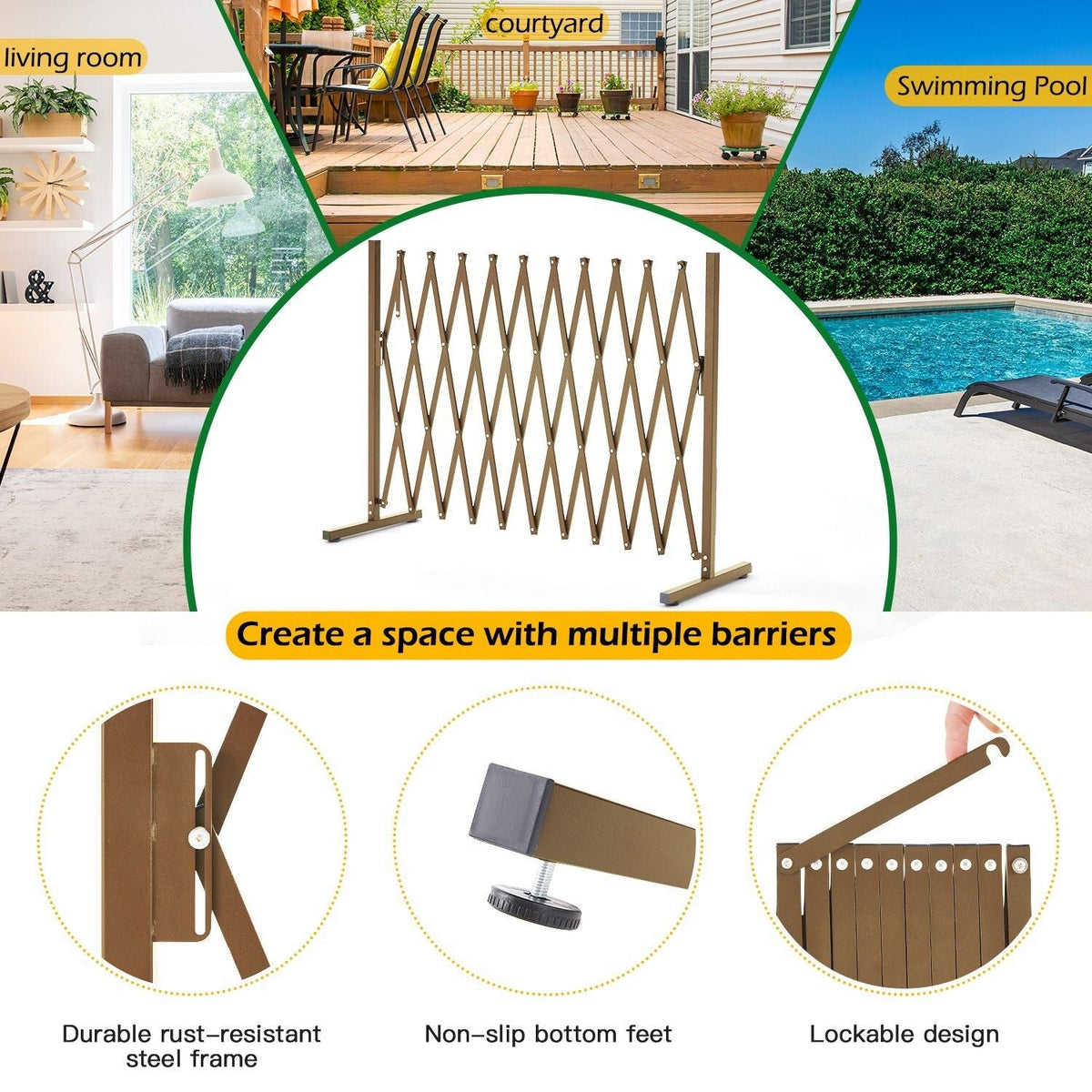 Expandable Rectangular Aluminium Garden Fence Gate - Home & Garden > Gate Openers > Fence & Gate Accessories - Rivercity House & Home Co. (ABN 18 642 972 209) - Affordable Modern Furniture Australia