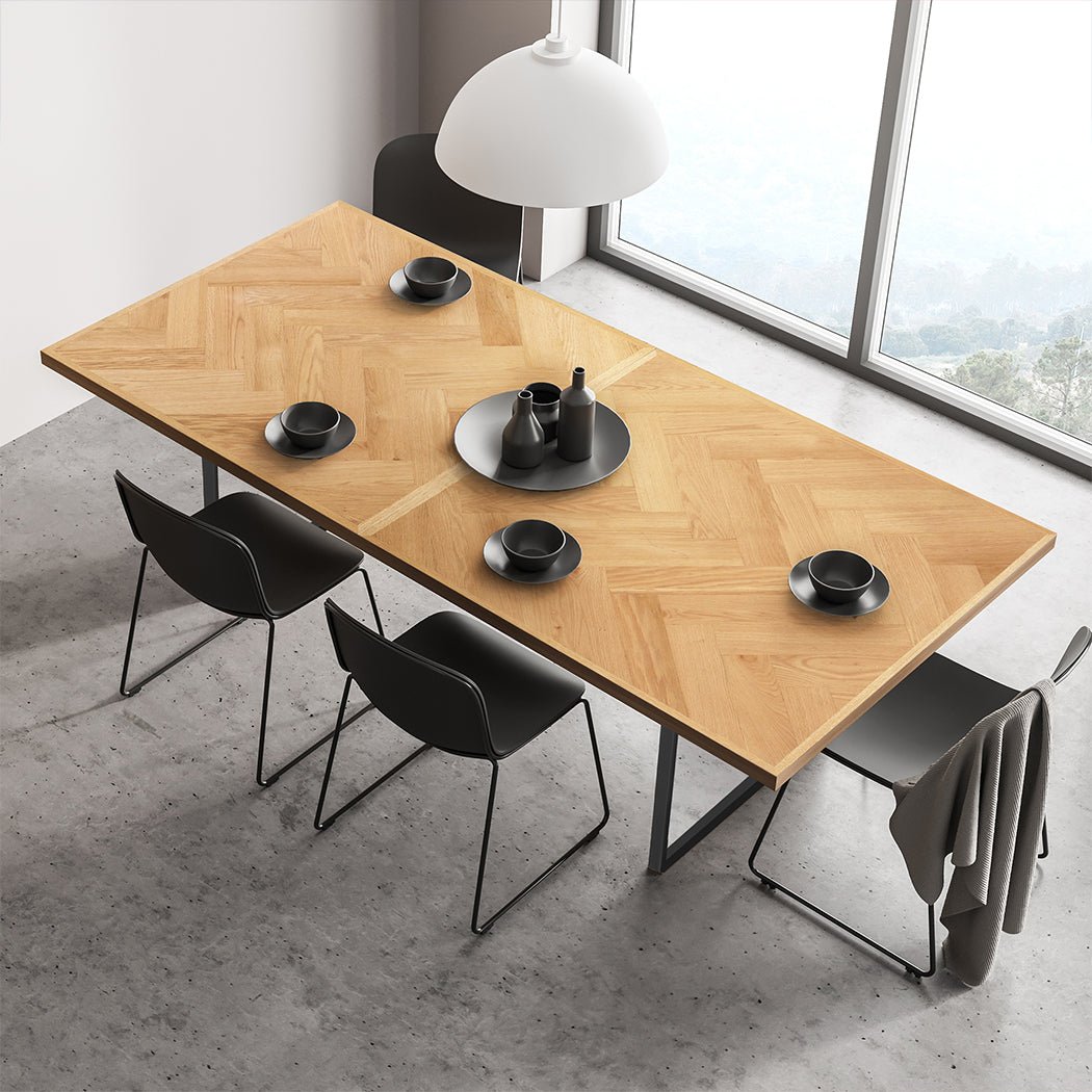 Extendable Rectangle Dining Table 150 - 210cm for Kitchen - Brown - Rivercity House & Home Co. (ABN 18 642 972 209) - Affordable Modern Furniture Australia