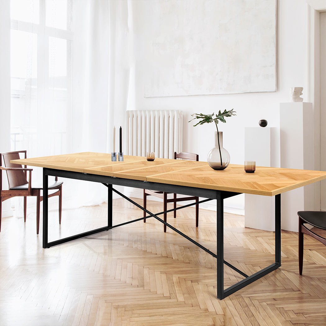 Extendable Rectangle Dining Table 150 - 210cm for Kitchen - Brown - Rivercity House & Home Co. (ABN 18 642 972 209) - Affordable Modern Furniture Australia