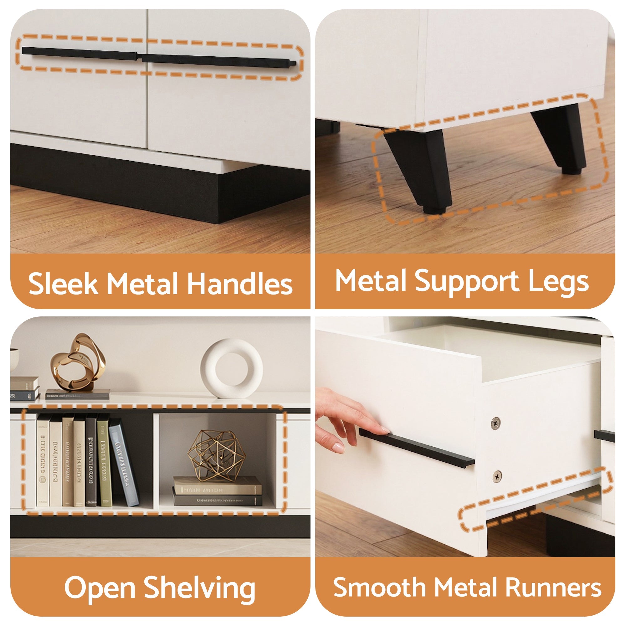Extendable TV Cabinet Entertainment Unit Stand 190-260cm - White - Furniture > Living Room > TV Units - Rivercity House & Home Co. (ABN 18 642 972 209) - Affordable Modern Furniture Australia