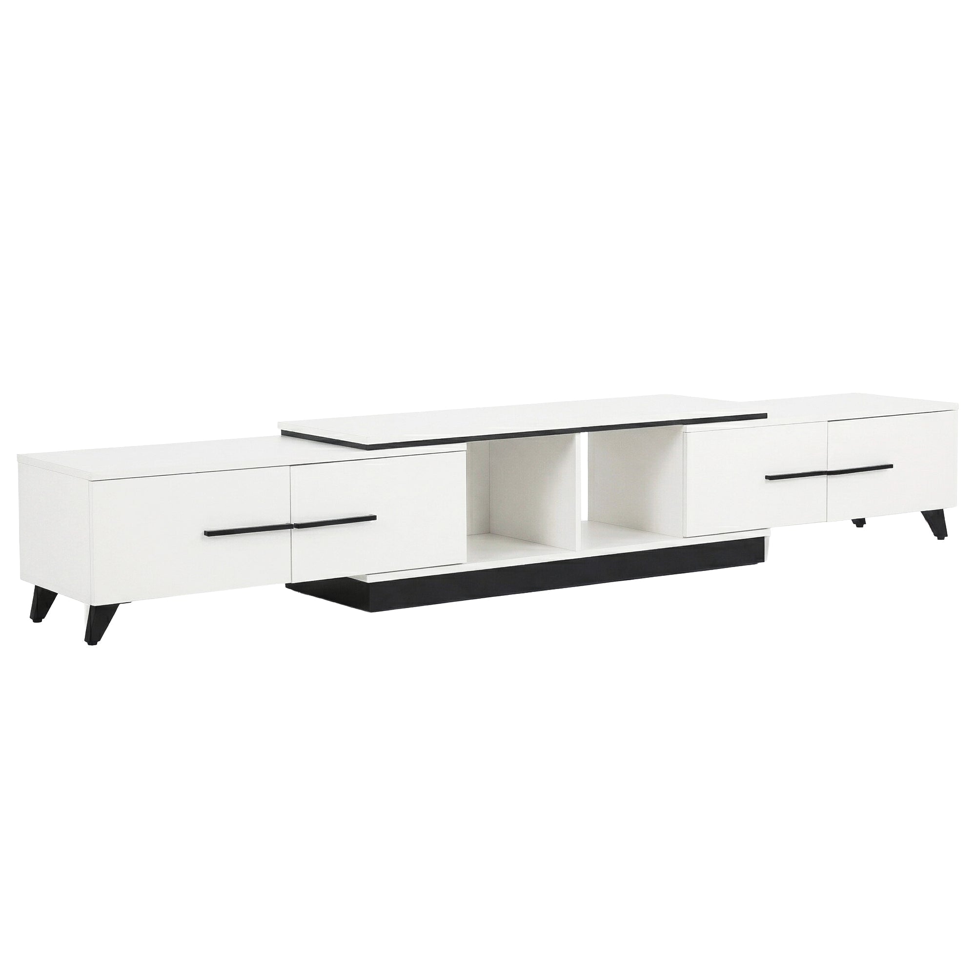 Extendable TV Cabinet Entertainment Unit Stand 190-260cm - White - Furniture > Living Room > TV Units - Rivercity House & Home Co. (ABN 18 642 972 209) - Affordable Modern Furniture Australia
