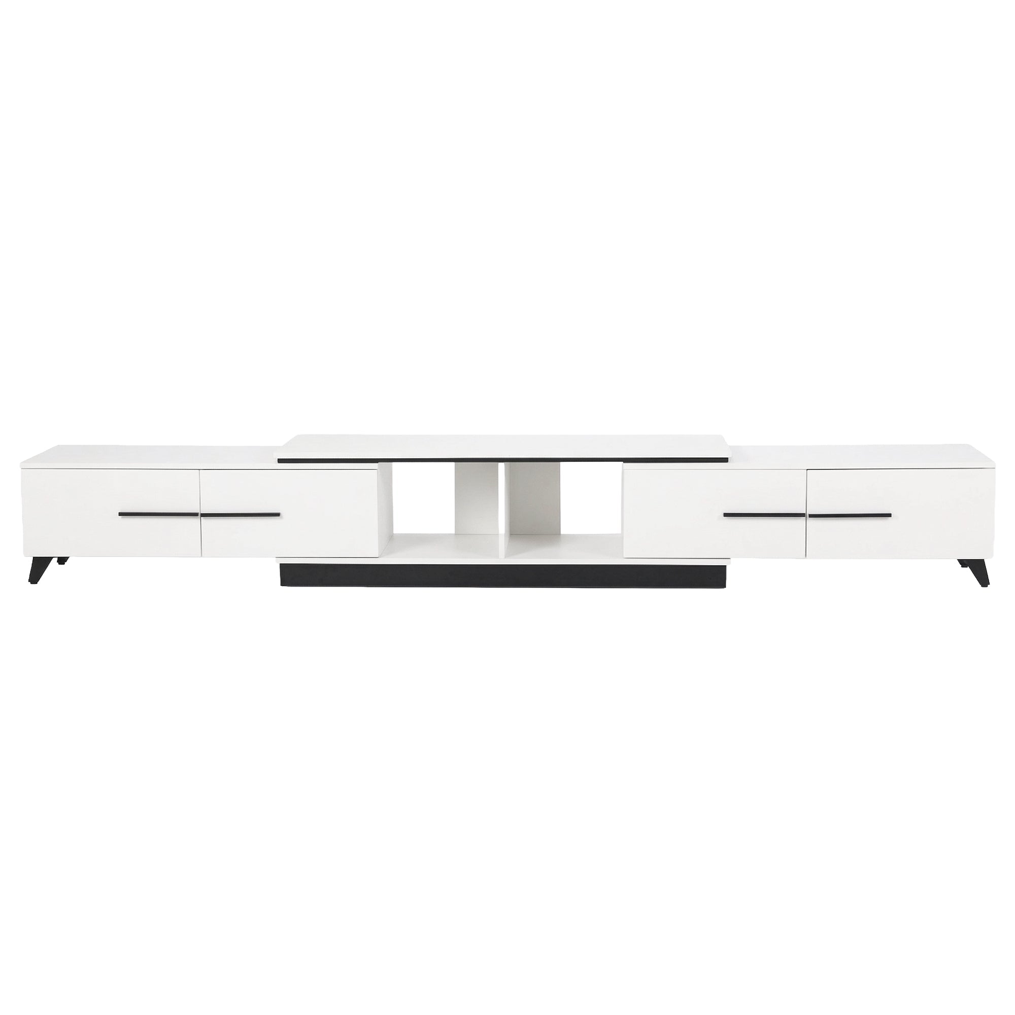 Extendable TV Cabinet Entertainment Unit Stand 190-260cm - White - Furniture > Living Room > TV Units - Rivercity House & Home Co. (ABN 18 642 972 209) - Affordable Modern Furniture Australia