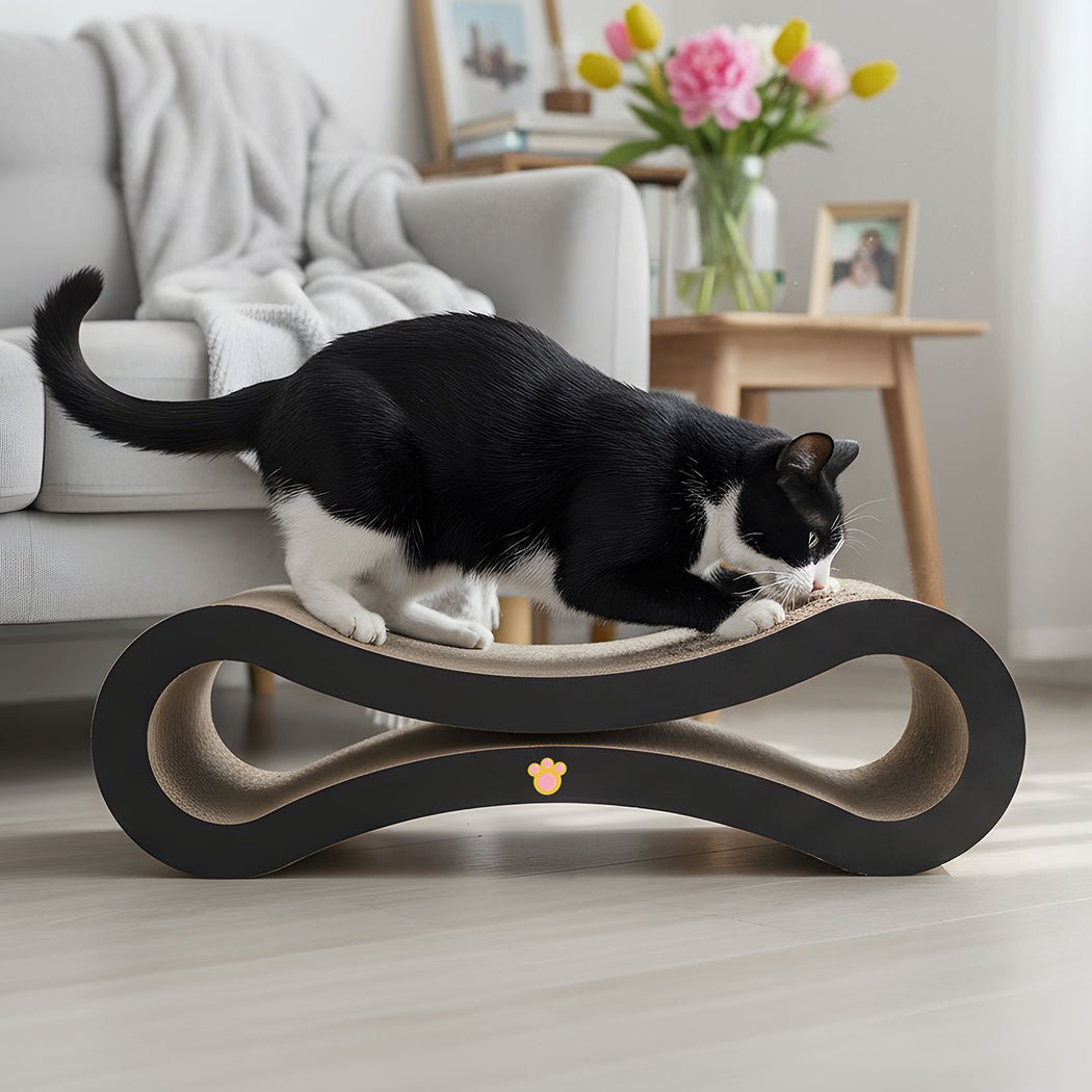Extra - Large Cat Scratcher Board Bed with Catnip - Black and Brown - Rivercity House & Home Co. (ABN 18 642 972 209) - Affordable Modern Furniture Australia