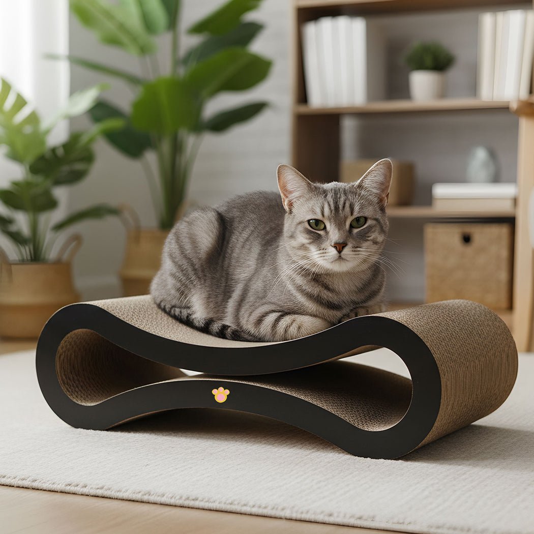 Extra - Large Cat Scratcher Board Bed with Catnip - Black and Brown - Rivercity House & Home Co. (ABN 18 642 972 209) - Affordable Modern Furniture Australia