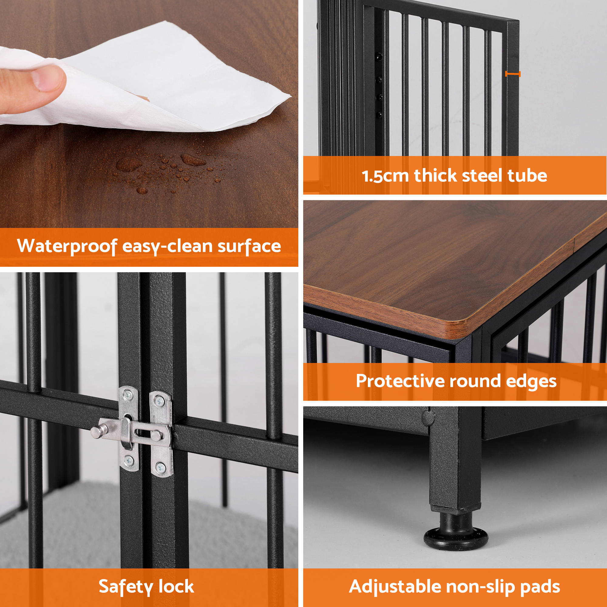 Extra Large Dog Crate Furniture 107cm Dog Cage Puppy Pet Wooden Black - Pet Care > Dog Supplies > Dog Carriers & Crates - Rivercity House & Home Co. (ABN 18 642 972 209) - Affordable Modern Furniture Australia