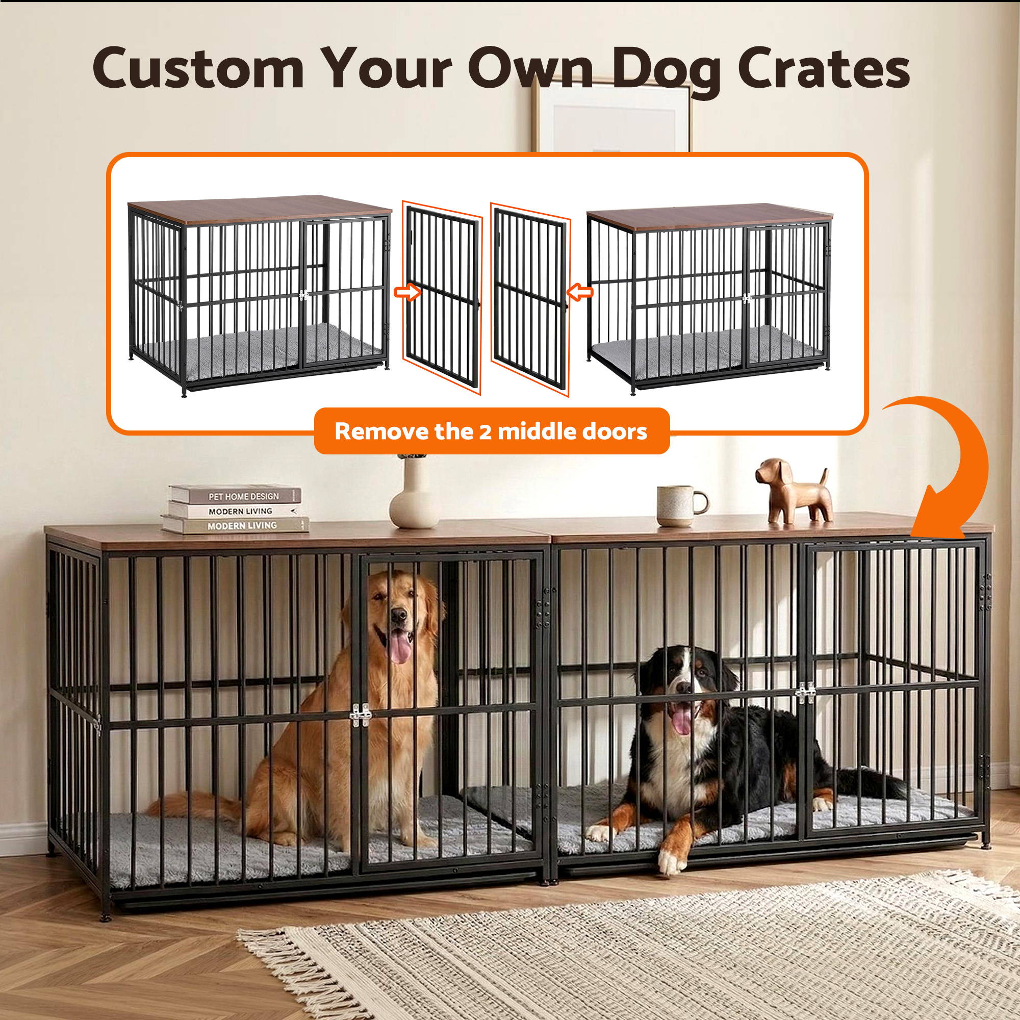 Extra Large Dog Crate Furniture 107cm Dog Cage Puppy Pet Wooden Black - Pet Care > Dog Supplies > Dog Carriers & Crates - Rivercity House & Home Co. (ABN 18 642 972 209) - Affordable Modern Furniture Australia