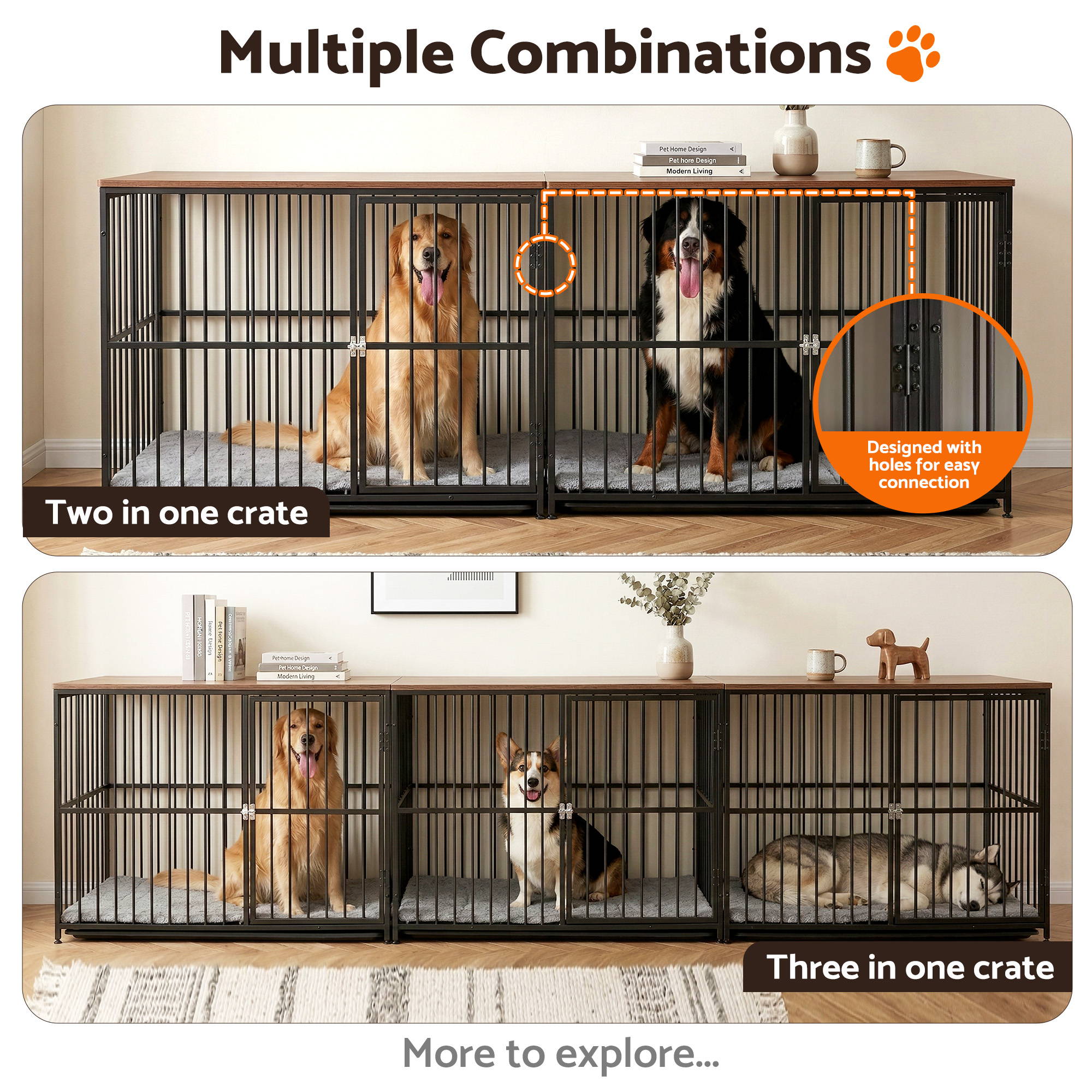 Extra Large Dog Crate Furniture 107cm Dog Cage Puppy Pet Wooden Black - Pet Care > Dog Supplies > Dog Carriers & Crates - Rivercity House & Home Co. (ABN 18 642 972 209) - Affordable Modern Furniture Australia
