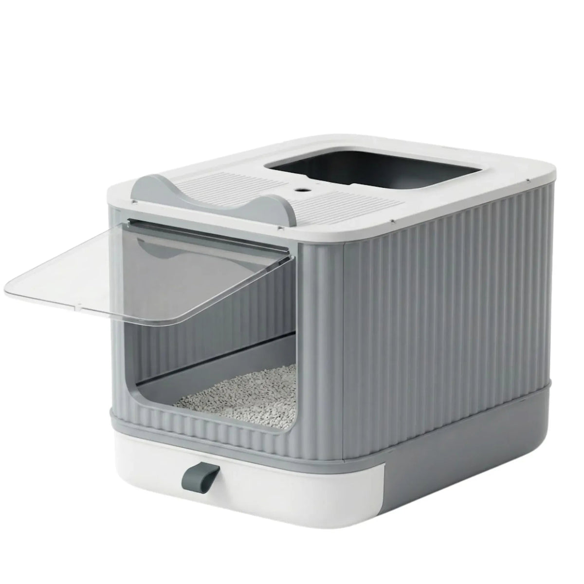Extra Large Enclosed Cat Litter Box with Scoop Drawer and Dual Entry - Grey - Pet Care > Cat Supplies > Cat Furniture - Rivercity House & Home Co. (ABN 18 642 972 209) - Affordable Modern Furniture Australia