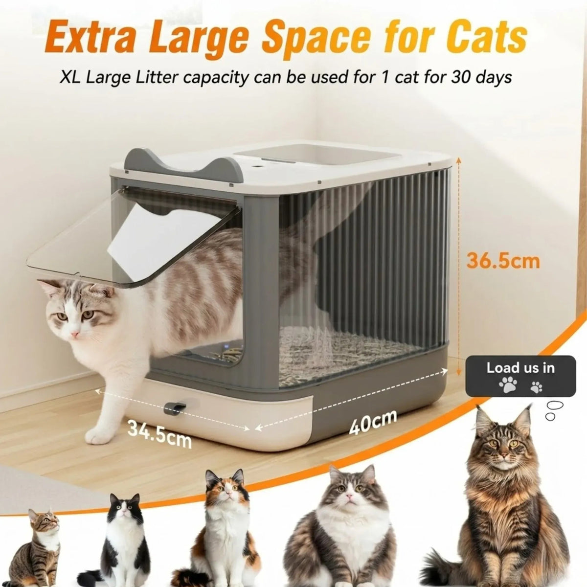Extra Large Enclosed Cat Litter Box with Scoop Drawer and Dual Entry - Grey - Pet Care > Cat Supplies > Cat Furniture - Rivercity House & Home Co. (ABN 18 642 972 209) - Affordable Modern Furniture Australia