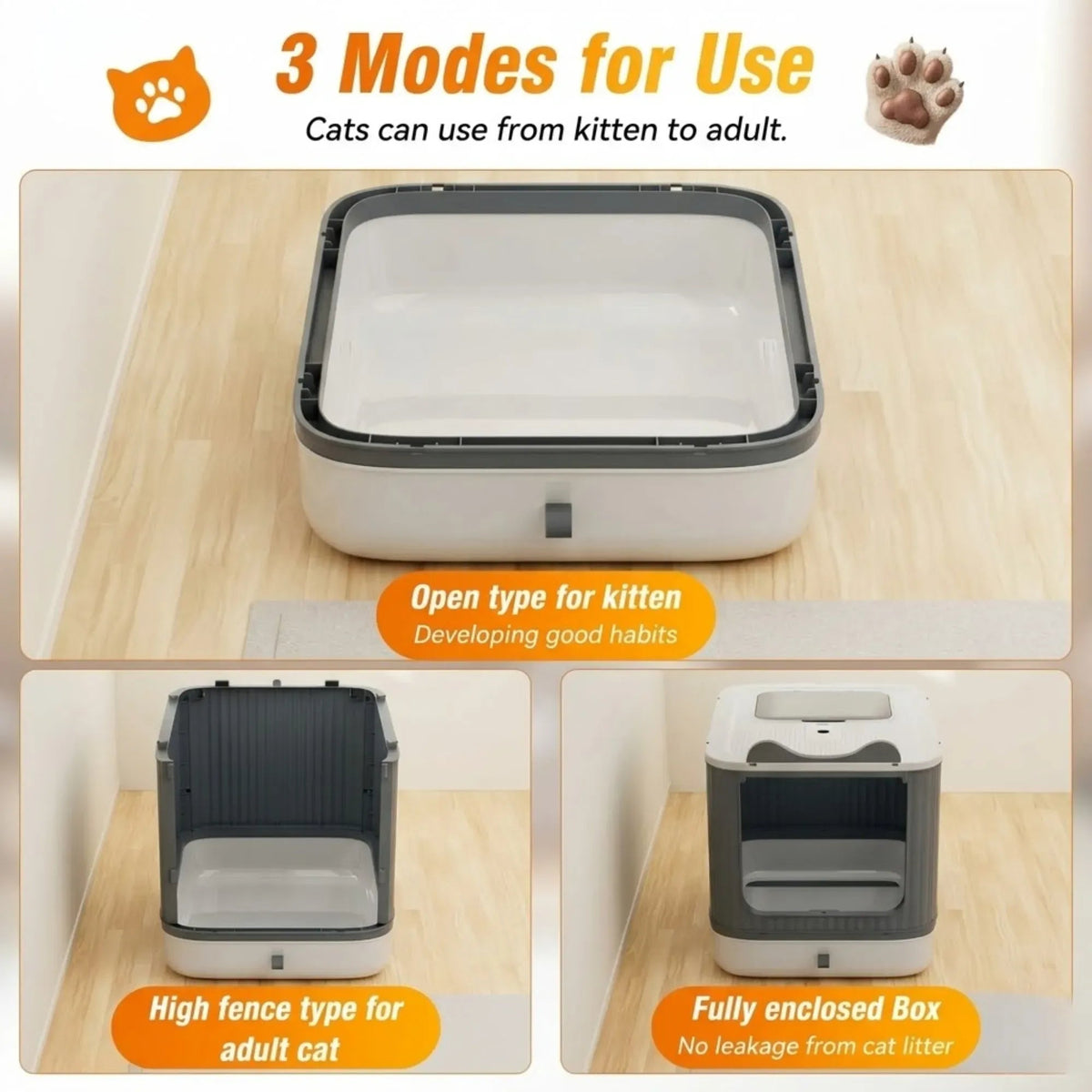 Extra Large Enclosed Cat Litter Box with Scoop Drawer and Dual Entry - Grey - Pet Care > Cat Supplies > Cat Furniture - Rivercity House & Home Co. (ABN 18 642 972 209) - Affordable Modern Furniture Australia