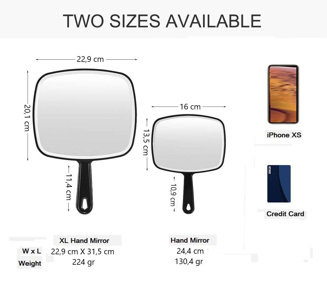 Extra Large Handheld Mirror with Handle 31.5 x 23 cm - Black - Health & Beauty > Makeup > Makeup Mirrors - Rivercity House & Home Co. (ABN 18 642 972 209) - Affordable Modern Furniture Australia