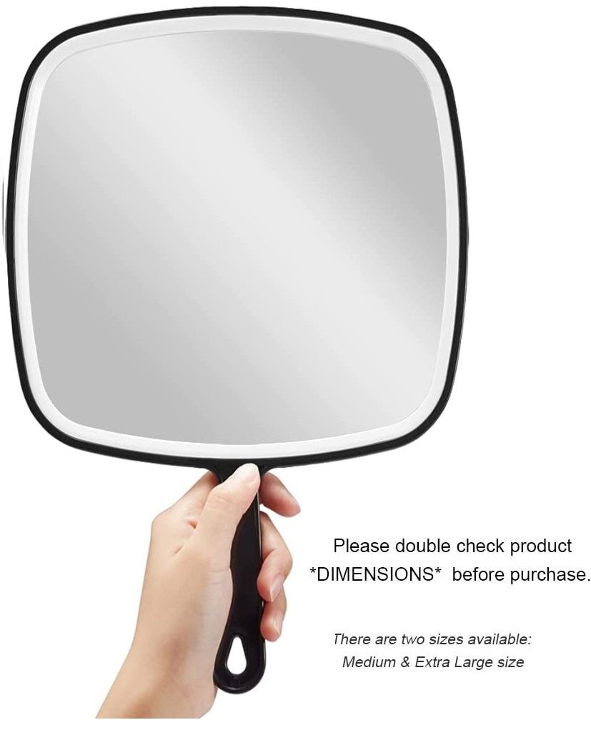 Extra Large Handheld Mirror with Handle 31.5 x 23 cm - Black - Health & Beauty > Makeup > Makeup Mirrors - Rivercity House & Home Co. (ABN 18 642 972 209) - Affordable Modern Furniture Australia