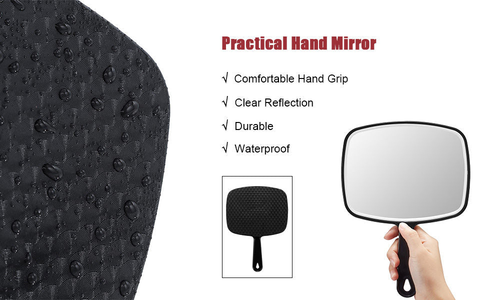 Extra Large Handheld Mirror with Handle 31.5 x 23 cm - Black - Health & Beauty > Makeup > Makeup Mirrors - Rivercity House & Home Co. (ABN 18 642 972 209) - Affordable Modern Furniture Australia