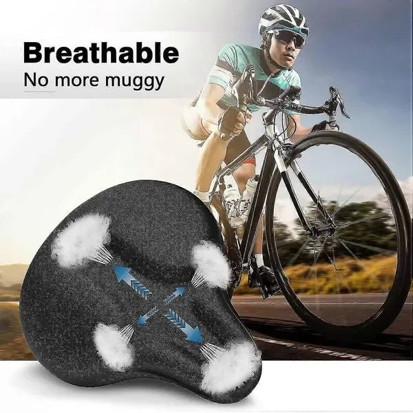 Extra-Wide Gel Padded Bicycle Seat Cushion with Silicone Foam and Shock Absorption for Cruiser, Exercise & Road Bikes - Black - Sports & Fitness > Bikes & Accessories > Bicycle Parts - Rivercity House & Home Co. (ABN 18 642 972 209) - Affordable Modern Furniture Australia