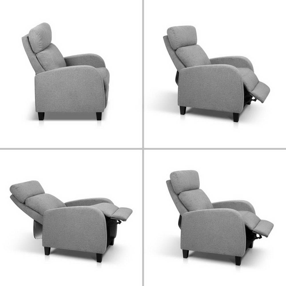 Fabric Reclining Armchair - Grey - Furniture > Bar Stools & Chairs > Arm Chairs & Recliners - Rivercity House & Home Co. (ABN 18 642 972 209) - Affordable Modern Furniture Australia