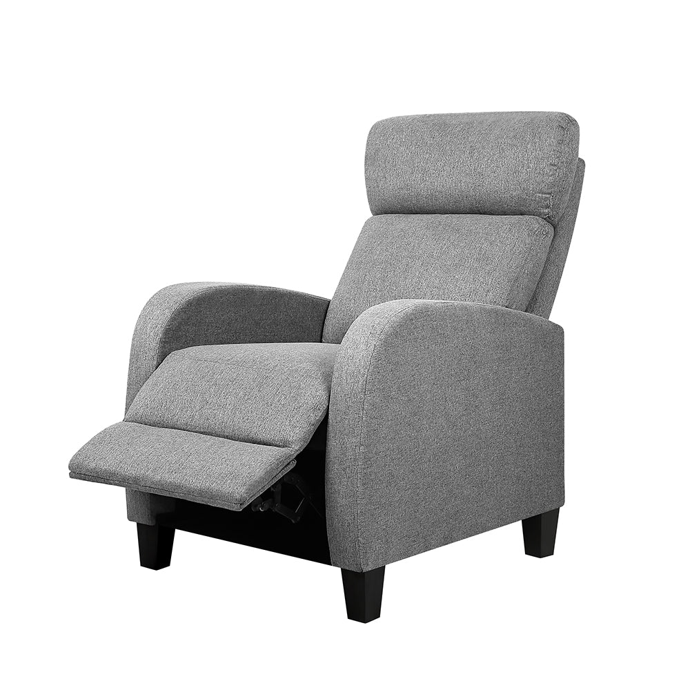Fabric Reclining Armchair - Grey - Furniture > Bar Stools & Chairs > Arm Chairs & Recliners - Rivercity House & Home Co. (ABN 18 642 972 209) - Affordable Modern Furniture Australia