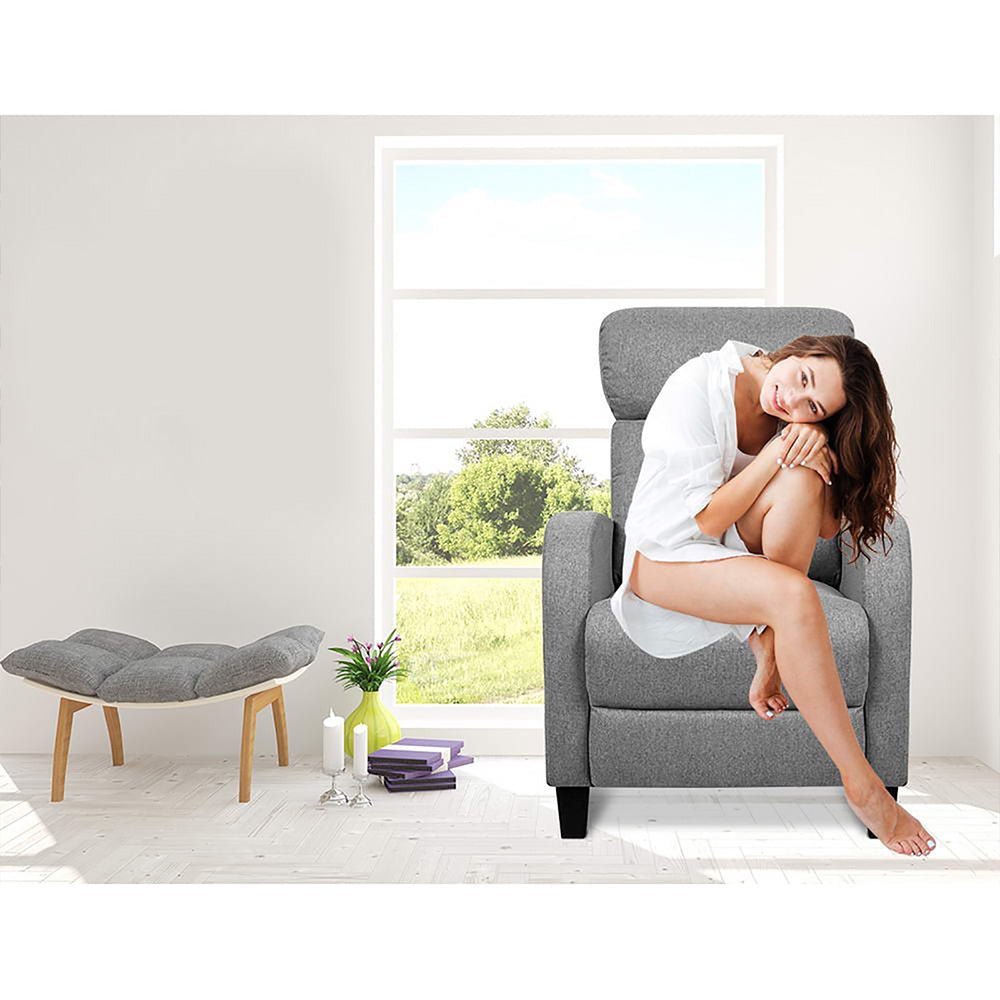 Fabric Reclining Armchair - Grey - Furniture > Bar Stools & Chairs > Arm Chairs & Recliners - Rivercity House & Home Co. (ABN 18 642 972 209) - Affordable Modern Furniture Australia
