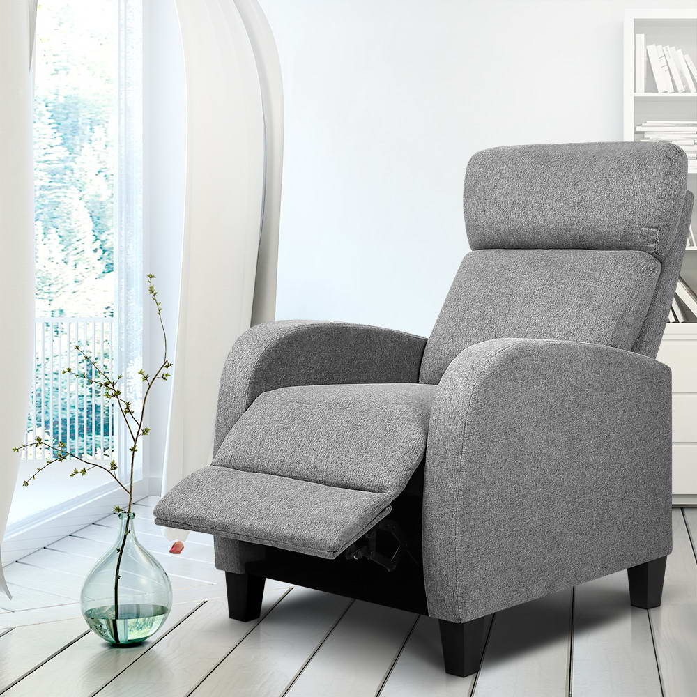 Fabric Reclining Armchair - Grey - Furniture > Bar Stools & Chairs > Arm Chairs & Recliners - Rivercity House & Home Co. (ABN 18 642 972 209) - Affordable Modern Furniture Australia