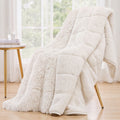 Faux Fur Weighted Blanket 120 x 180cm 5.5kg Two-Sided Sherpa Reverse - Cream