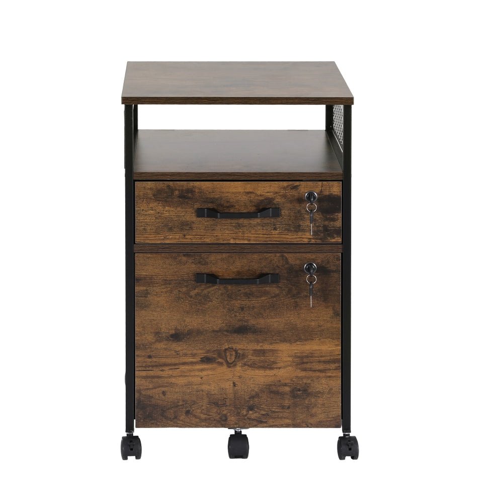 Filing Cabinet File Cabinet with Wheels 2 Drawer Storage Rustic Brown - Furniture > Office > Storage Cabinets - Rivercity House & Home Co. (ABN 18 642 972 209) - Affordable Modern Furniture Australia