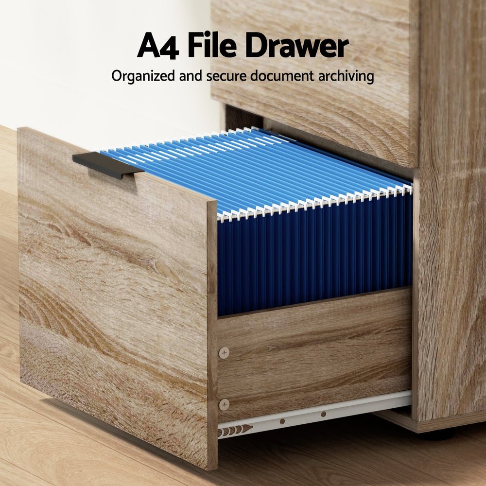 Filing Cabinet Files Storage Office Shelves File Organiser Oak 2 Drawer - Home & Garden > Home Office Accessories > Filing & Organisation - Rivercity House & Home Co. (ABN 18 642 972 209) - Affordable Modern Furniture Australia