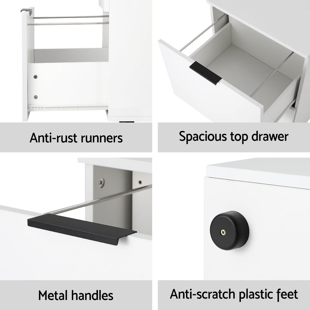 Filing Cabinet Files Storage Office Shelves File Organiser White 2 Drawer - Furniture > Office - Rivercity House & Home Co. (ABN 18 642 972 209) - Affordable Modern Furniture Australia