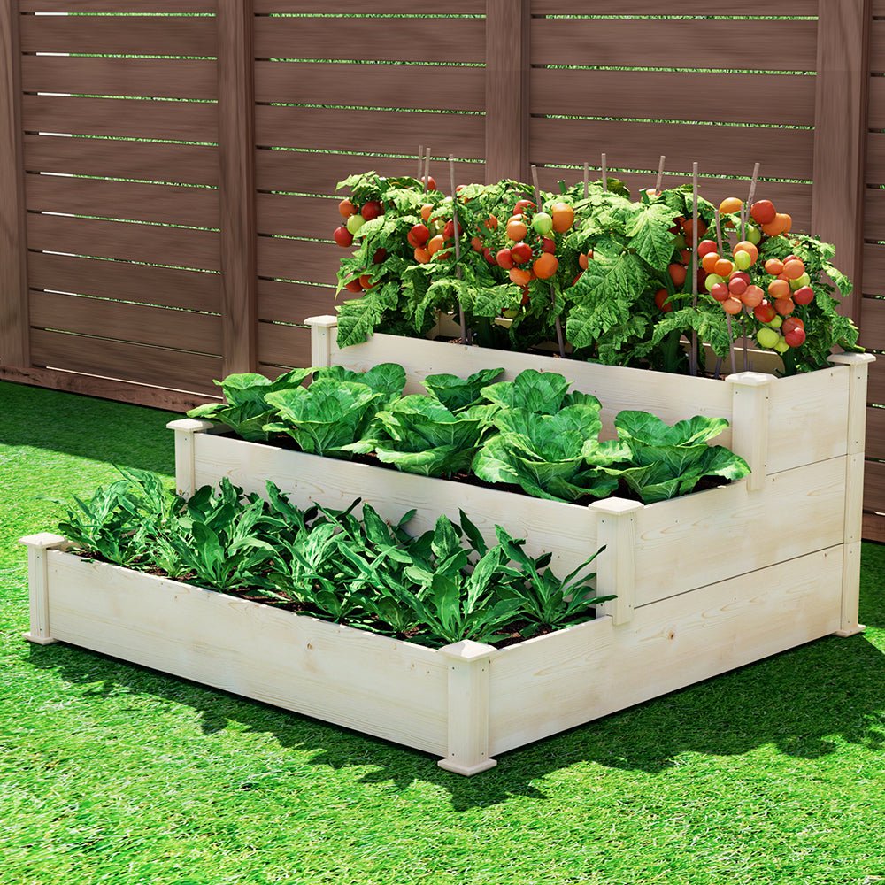 Fingers 3 - Tier Wooden Raised Garden Bed Elevated Ground Vegetable Planter Box - Home & Garden > Garden Beds - Rivercity House & Home Co. (ABN 18 642 972 209) - Affordable Modern Furniture Australia