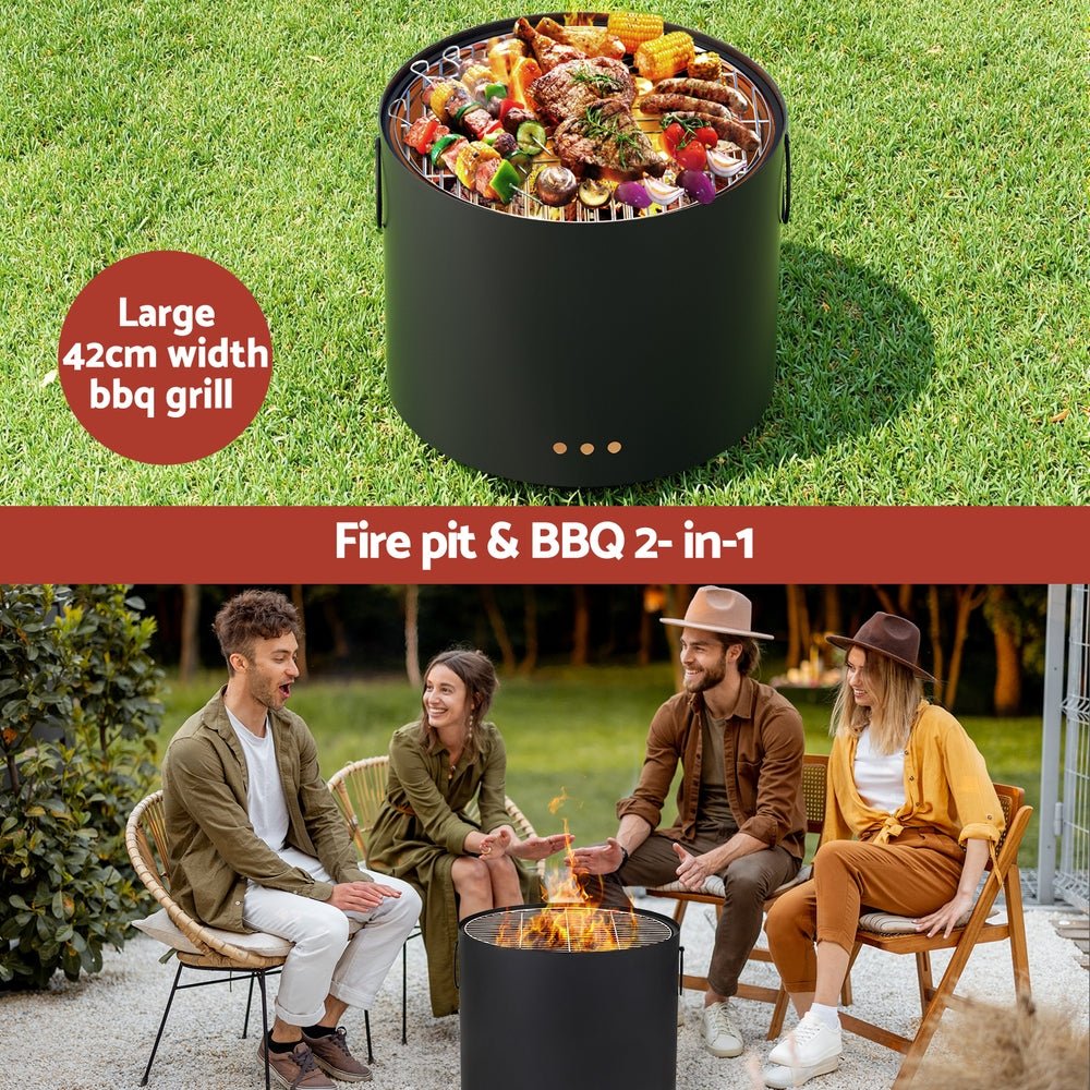 Fire Pit BBQ Portable Deep Bowl Outdoor Fireplace - Home & Garden > Firepits > Fire Pits - Rivercity House & Home Co. (ABN 18 642 972 209) - Affordable Modern Furniture Australia