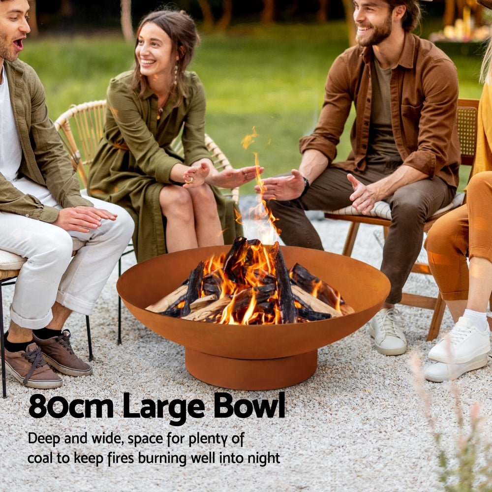 Fire Pit Iron Bowl 80cm Outdoor Patio Fireplace - Home & Garden > Firepits > Fire Pits - Rivercity House & Home Co. (ABN 18 642 972 209) - Affordable Modern Furniture Australia