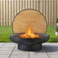 3-in-1 Fire Pit Table with Lid, Deep Fire Bowl & Wood Burning BBQ Grill for Backyard Patio Camping - Black