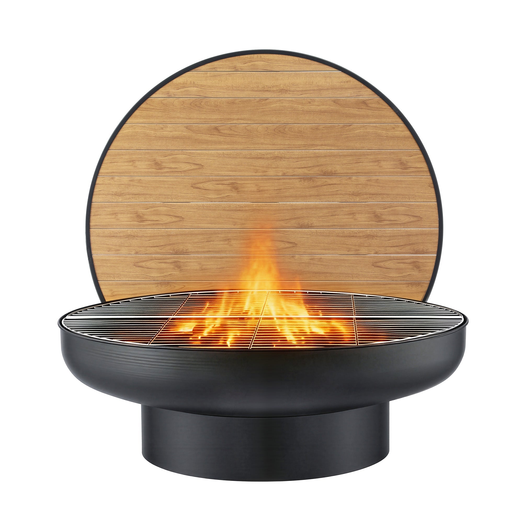 Fire Pit Table with Lid Deep Fire Bowl Wood Burning BBQ Grill for Backyard Camping Patio Picnic - Home & Garden > Firepits > Fire Pits - Rivercity House & Home Co. (ABN 18 642 972 209) - Affordable Modern Furniture Australia