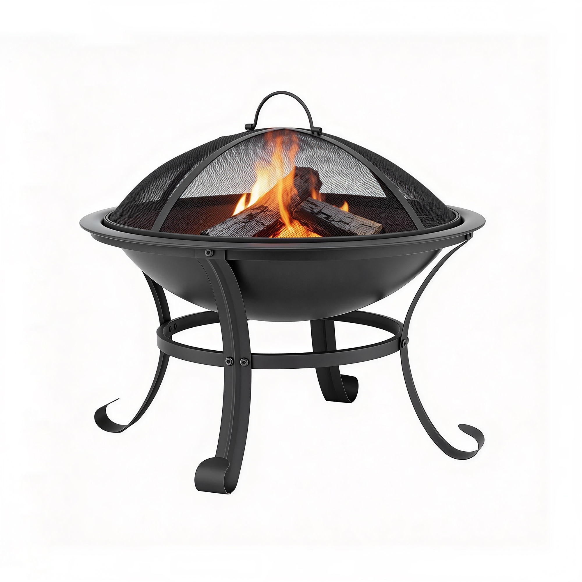 Fire Pit with Mesh Lid and Fire Picker BBQ Grill Wood Burning Outdoor Camping - Home & Garden > Firepits > Fire Pits - Rivercity House & Home Co. (ABN 18 642 972 209) - Affordable Modern Furniture Australia