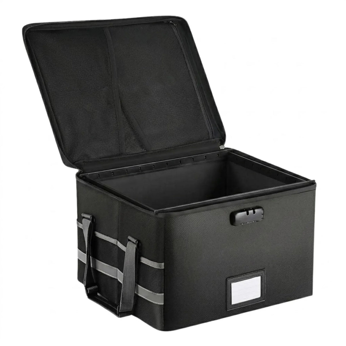 Fireproof Document Box with Lock, Collapsible, Glass Fiber, Reflective Strip - Black - Home & Garden > Home Office Accessories > Desk Accessories - Rivercity House & Home Co. (ABN 18 642 972 209) - Affordable Modern Furniture Australia