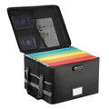 Fireproof Document Box with Lock, Collapsible, Glass Fiber, Reflective Strip - Black