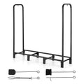 Firewood Rack 120cm with Tools 3 Size Options Ventilated Storage - Black